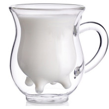 Logo OEM Resistente ao calor parede dupla Alta Borosilcato Milk Mug Milk Cup